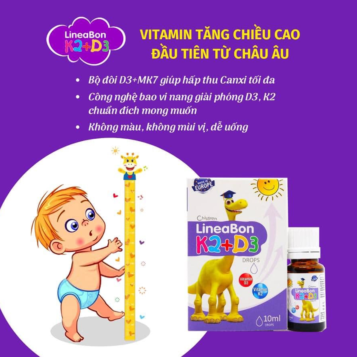 Dung dịch nhỏ giọt bổ sung Vitamin K2 + D3 LINEABON 6