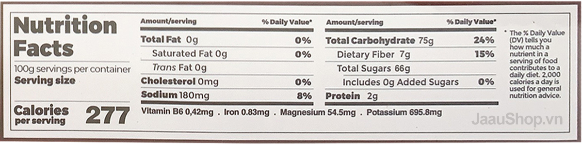 Thành phần Chà là khô nguyên cành Deglet Nour Tunisia Hộp 500g