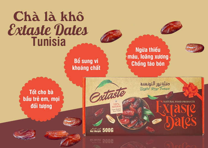 Công dụng của Chà là khô quả rời Extaste Dates Deglet Nour Tunisia