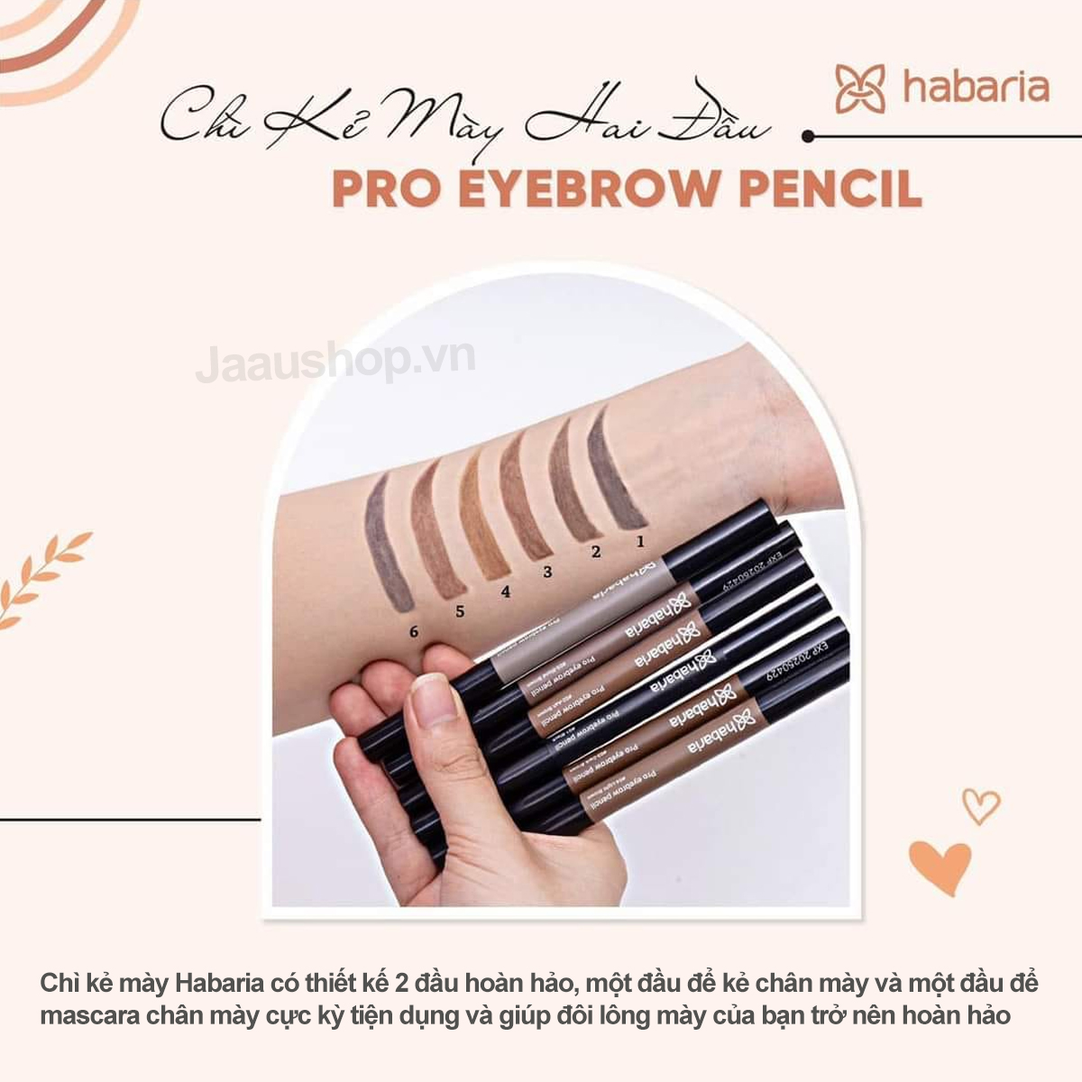 Chì kẻ mày 2 đầu Habaria Pro EyeBrow Pencil Hàn Quốc 8