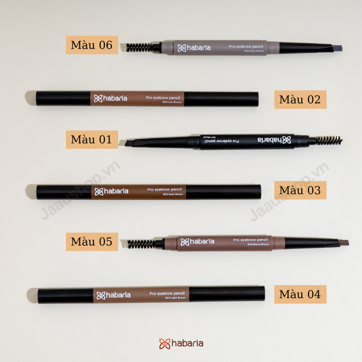 Chì kẻ mày 2 đầu Habaria Pro EyeBrow Pencil Hàn Quốc 9