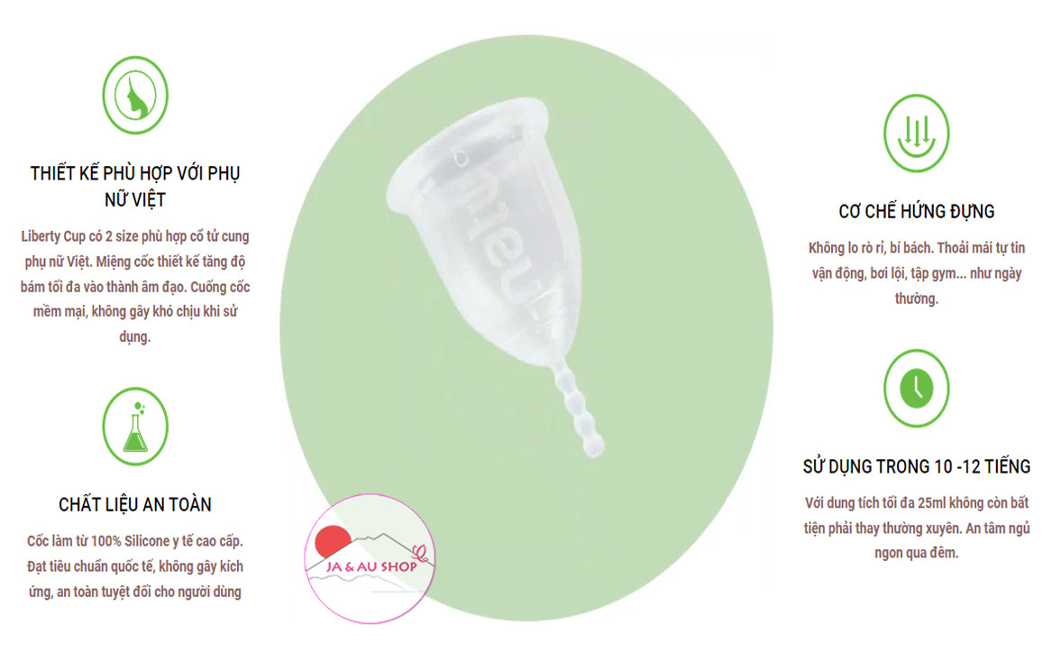 Cốc Nguyệt San Liberty Cup Menstrual Cup Size 1, Size 2 5