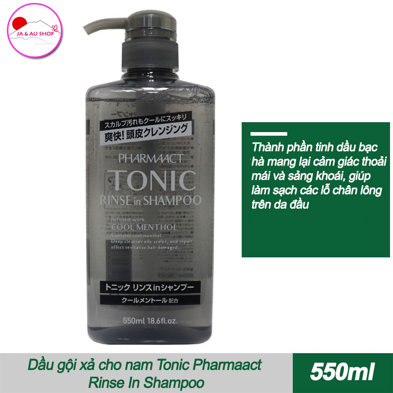 Dầu gội xả cho nam Tonic Pharmaact Rinse In Shampoo 550ml 2
