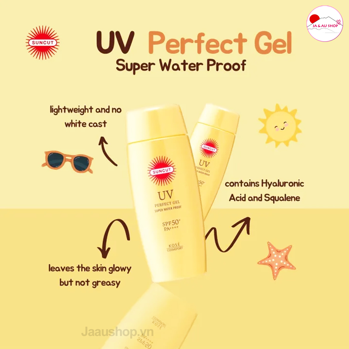 Công dụng Gel chống nắng Kose Suncut UV Perfect Gel Super Water Proof SPF50+ PA++++ 100g