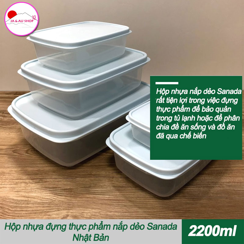 Jaaushop Hộp nhựa đựng thực phẩm nắp dẻo Sanada 2200ml 2