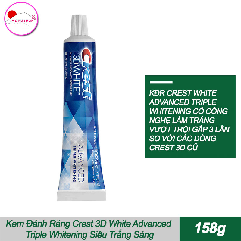 Kem Đánh Răng Crest 3D White Advanced Triple Whitening Siêu Trắng Sáng 158g - Chính hãng Mỹ 2