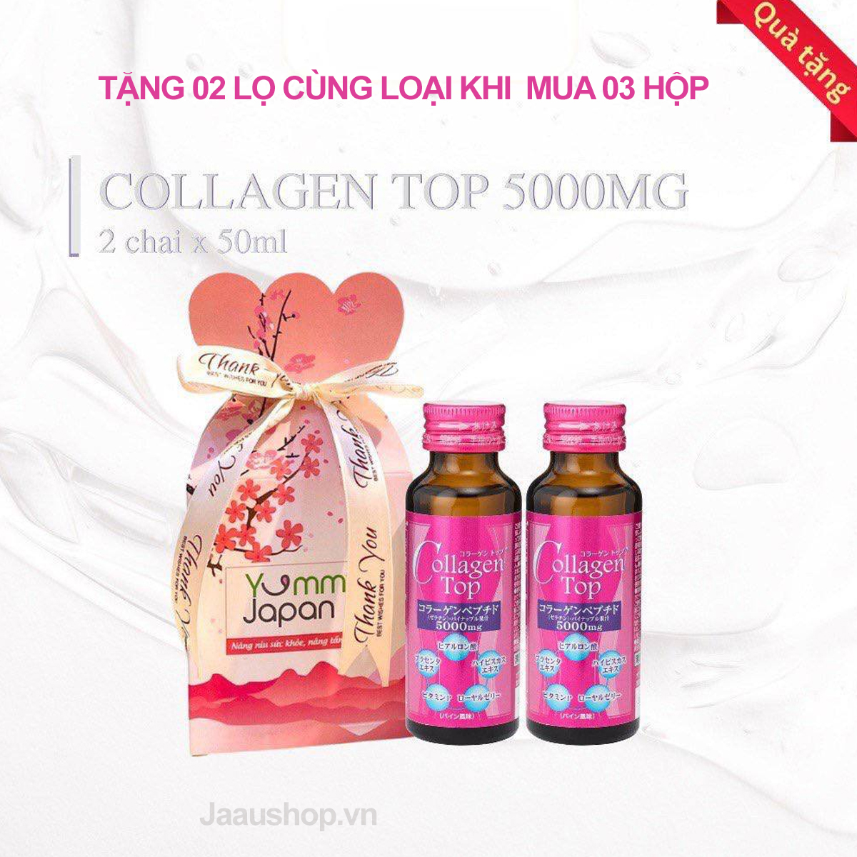 Nước uống Collagen Top SHINNIPPAI Nhật Bản - Hộp 10 chai x 50ml khuyến mãi 1