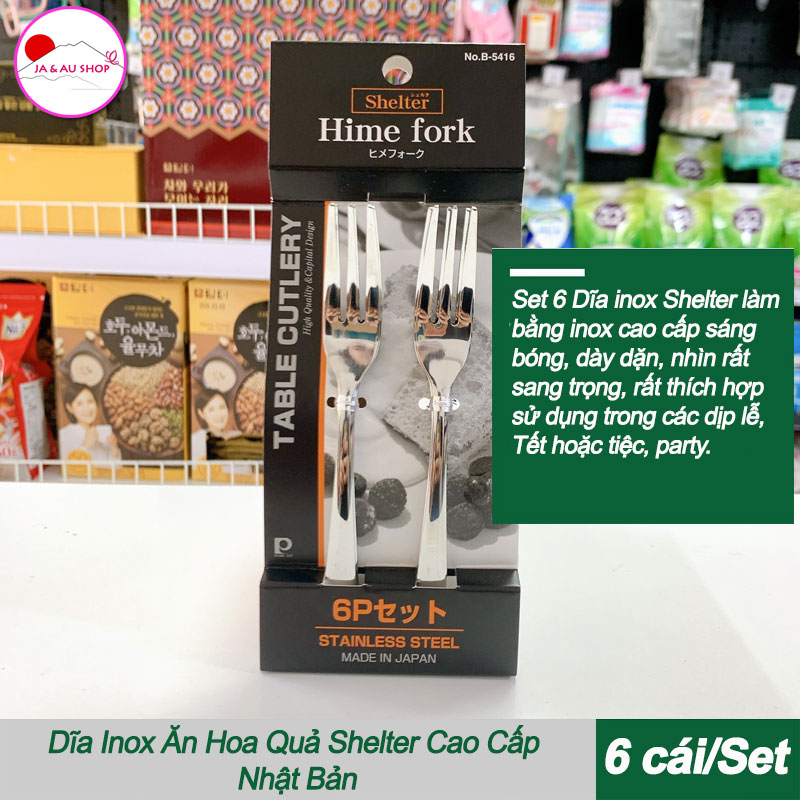 Jaaushop Set 6 Dĩa Inox Ăn Hoa Quả Shelter Cao Cấp Nhật Bản 2