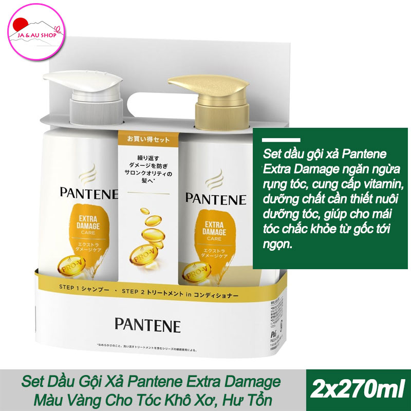 Jaaushop.vn Set Dầu Gội Xả Pantene Extra Damage Màu Vàng 2x270ml 2