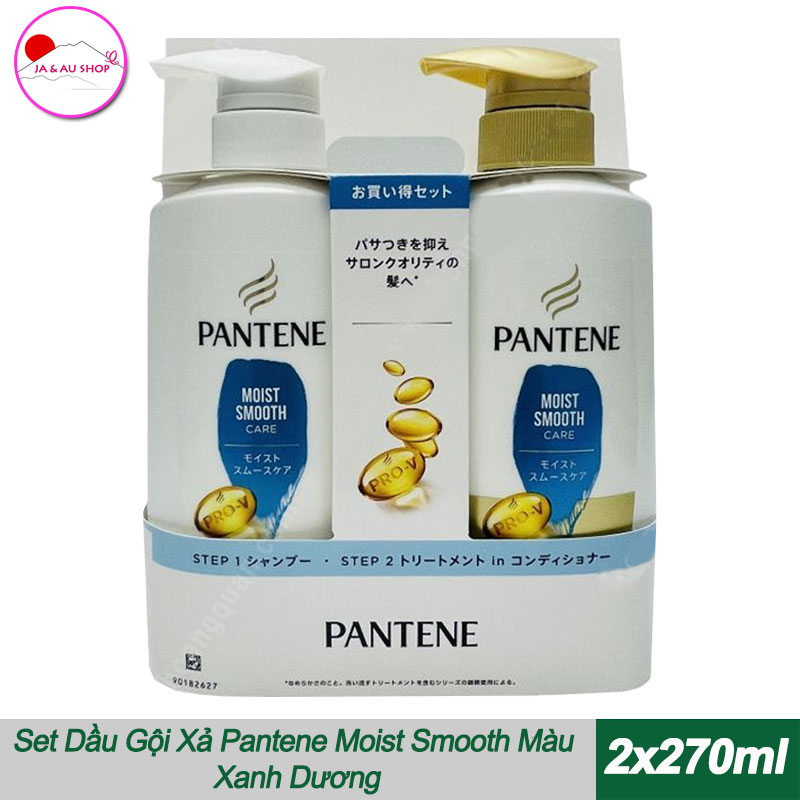 Set Dầu Gội Xả Pantene Moist Smooth Màu Xanh Dương 2x270ml 2