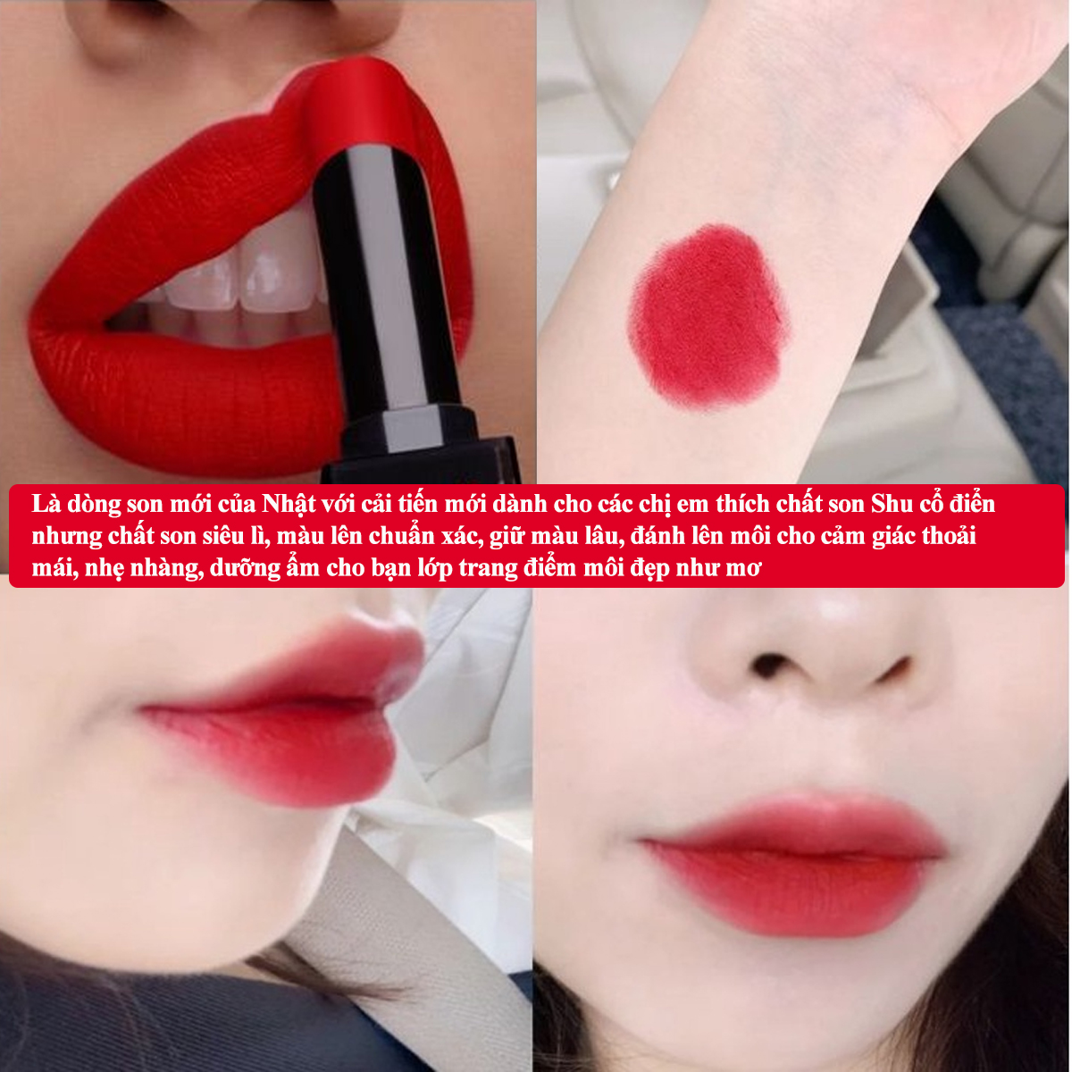 Son Shu Uemura Rouge Unlimited M RD163 Màu Đỏ Tươi Vỏ Đen 3.3ml 5