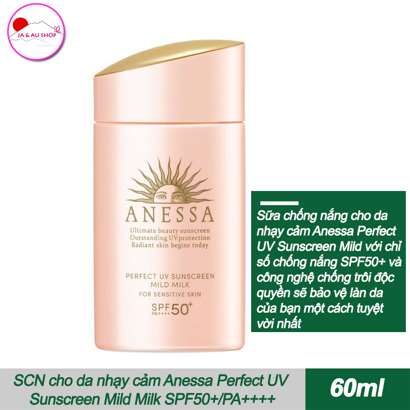 Sữa chống nắng cho da nhạy cảm Anessa Perfect UV Sunscreen Mild Milk For Sensitive Skin SPF50+/PA++++ 60ml 2