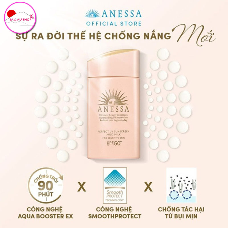 Sữa chống nắng cho da nhạy cảm Anessa Perfect UV Sunscreen Mild Milk For Sensitive Skin SPF50+/PA++++ 60ml 54