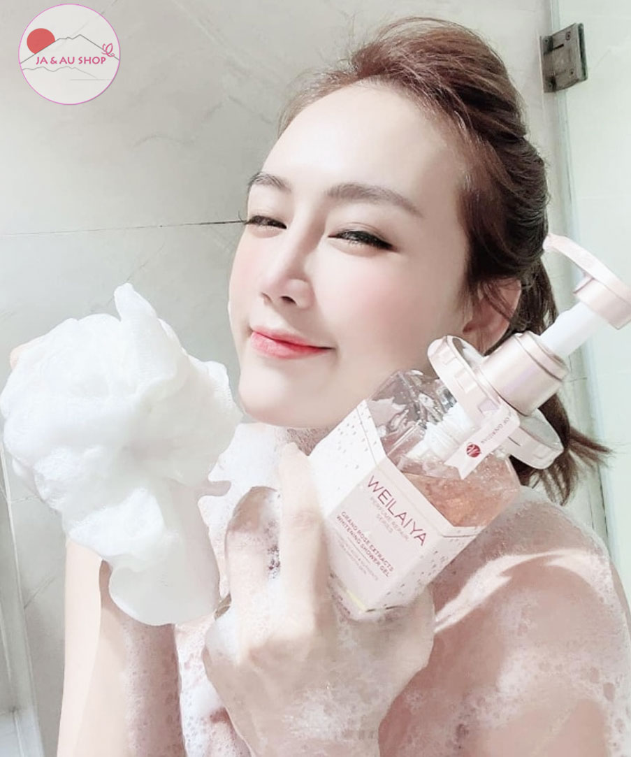 Hướng dẫn sử dụng Sữa tắm trắng da cánh hoa hồng Damask Weilaiya 450ml