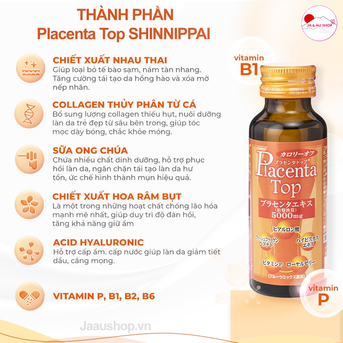 Thực phẩm bổ sung Nước uống Placenta Top 5000mg 10 lọ x 50ml 11