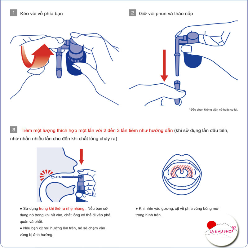 Xịt họng Kobayashi 15ml diệt khuẩn, trị ho, viêm họng 9 Hướng dẫn sử dụng