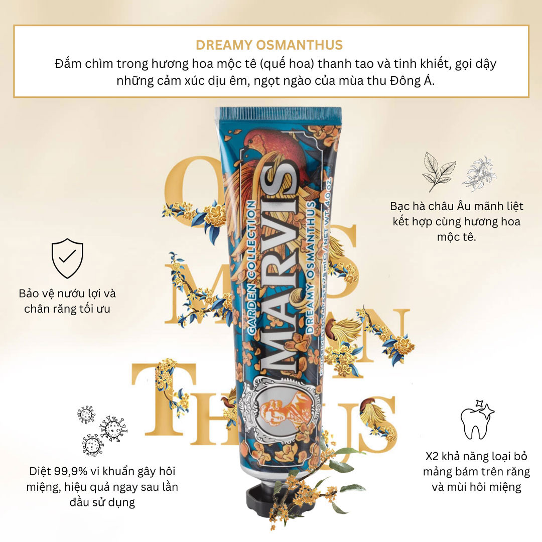 Công dụng nổi bật của kem đánh răng Marvis Dreamy Osmanthus