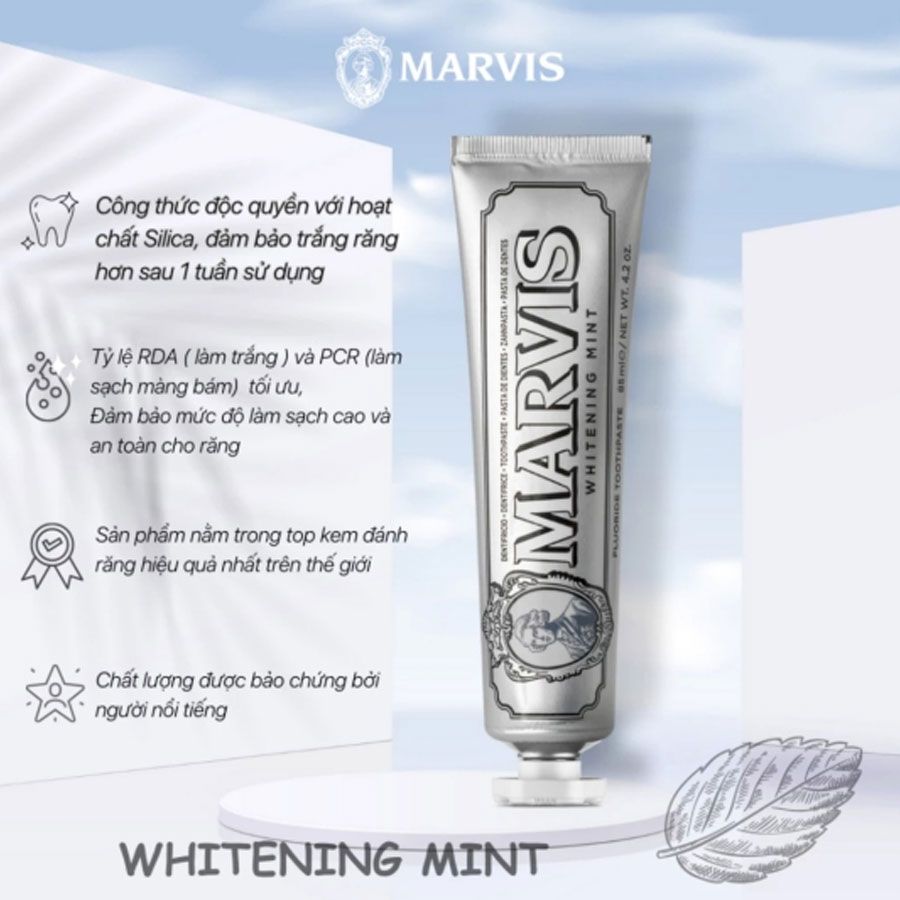Công dụng nổi bật của kem đánh răng Marvis Whitening Mint 6