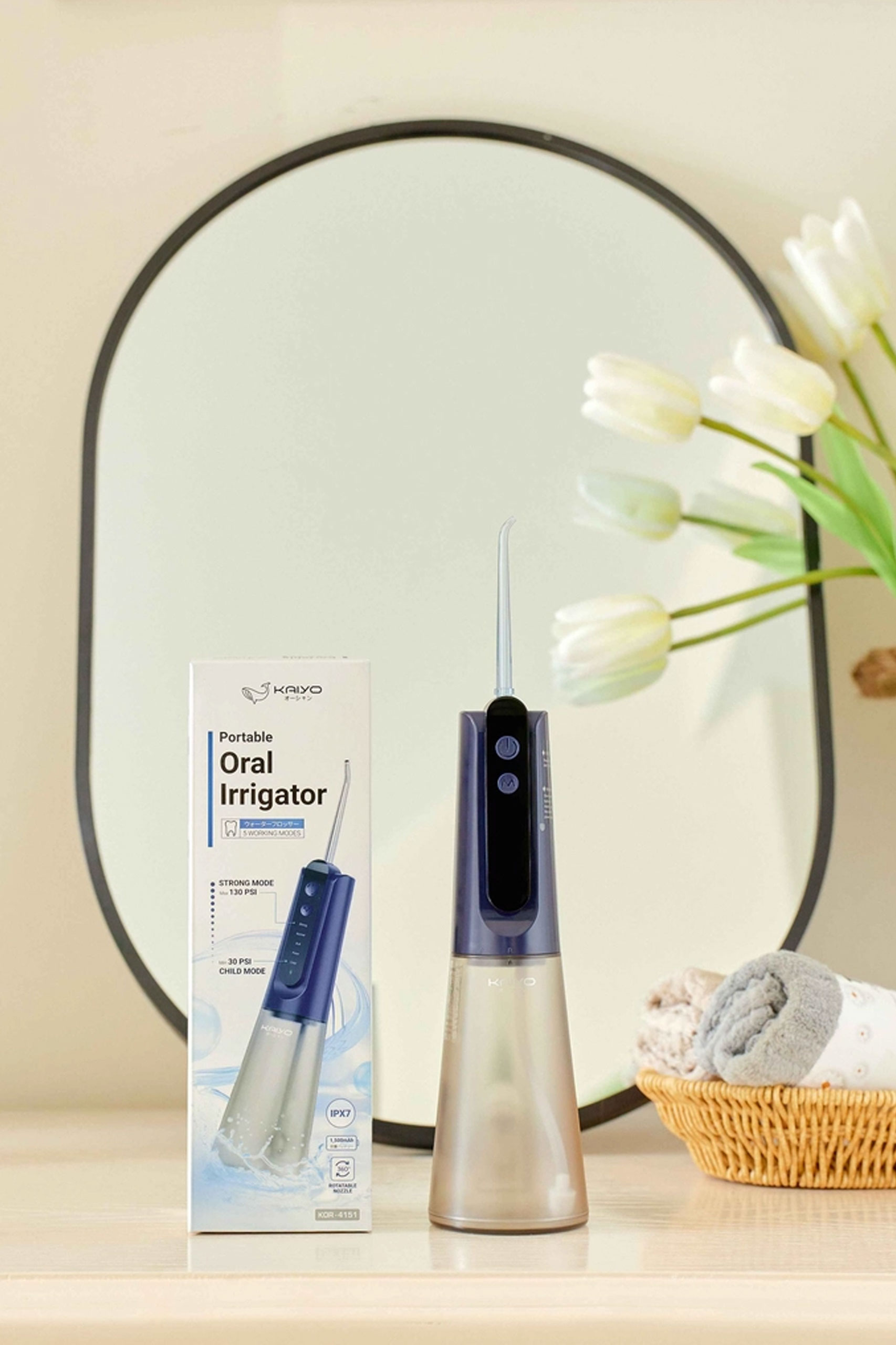 Máy tăm nước Kaiyo 5 chế độ làm sạch màu xanh, Model KOR-415 7