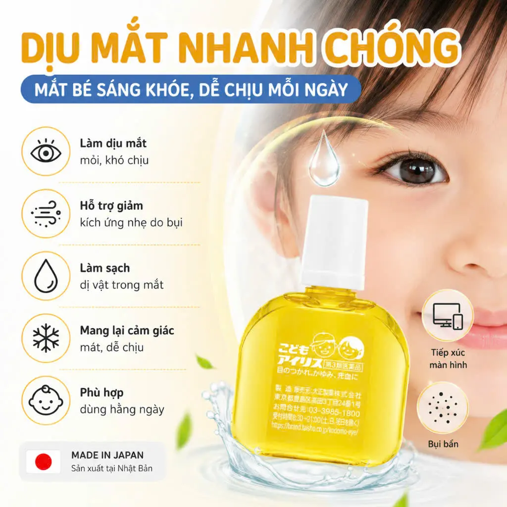 Công dụng nhỏ mắt Taisho Kodomo Iris Nhật Bản