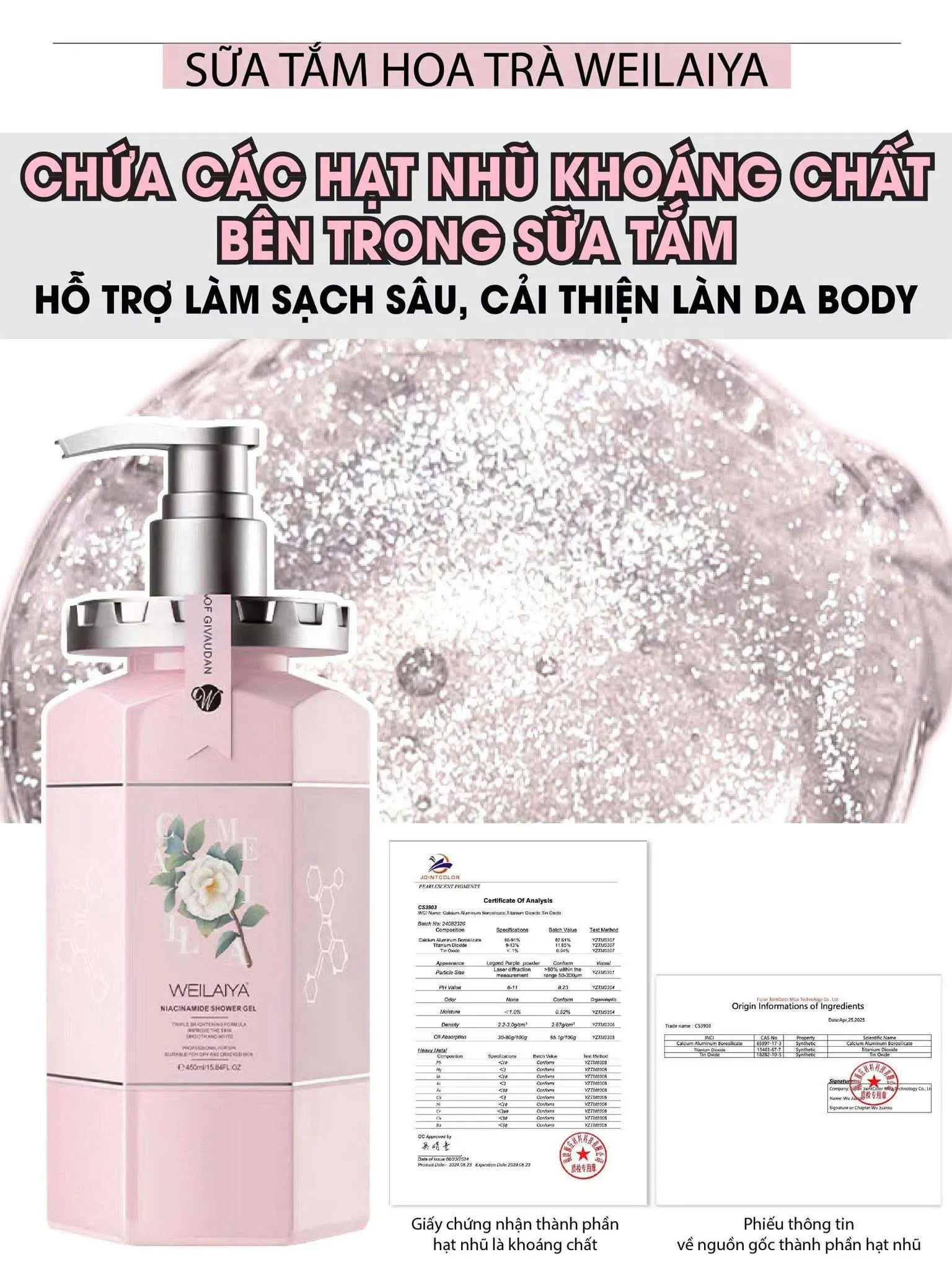 Sữa tắm Weilaiya hương hoa Trà 450ml 5