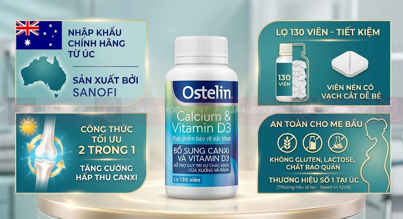 Tổng quan về Canxi bầu Ostelin 130 viên của Úc