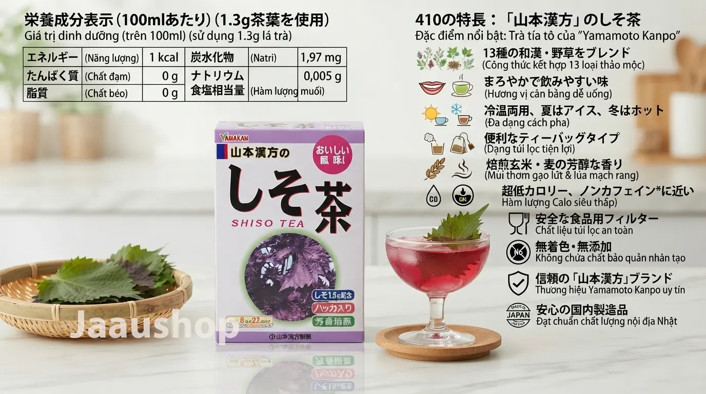 Giá trị dinh dưỡng của trà tía tô Shiso Tea Yamakan 176g