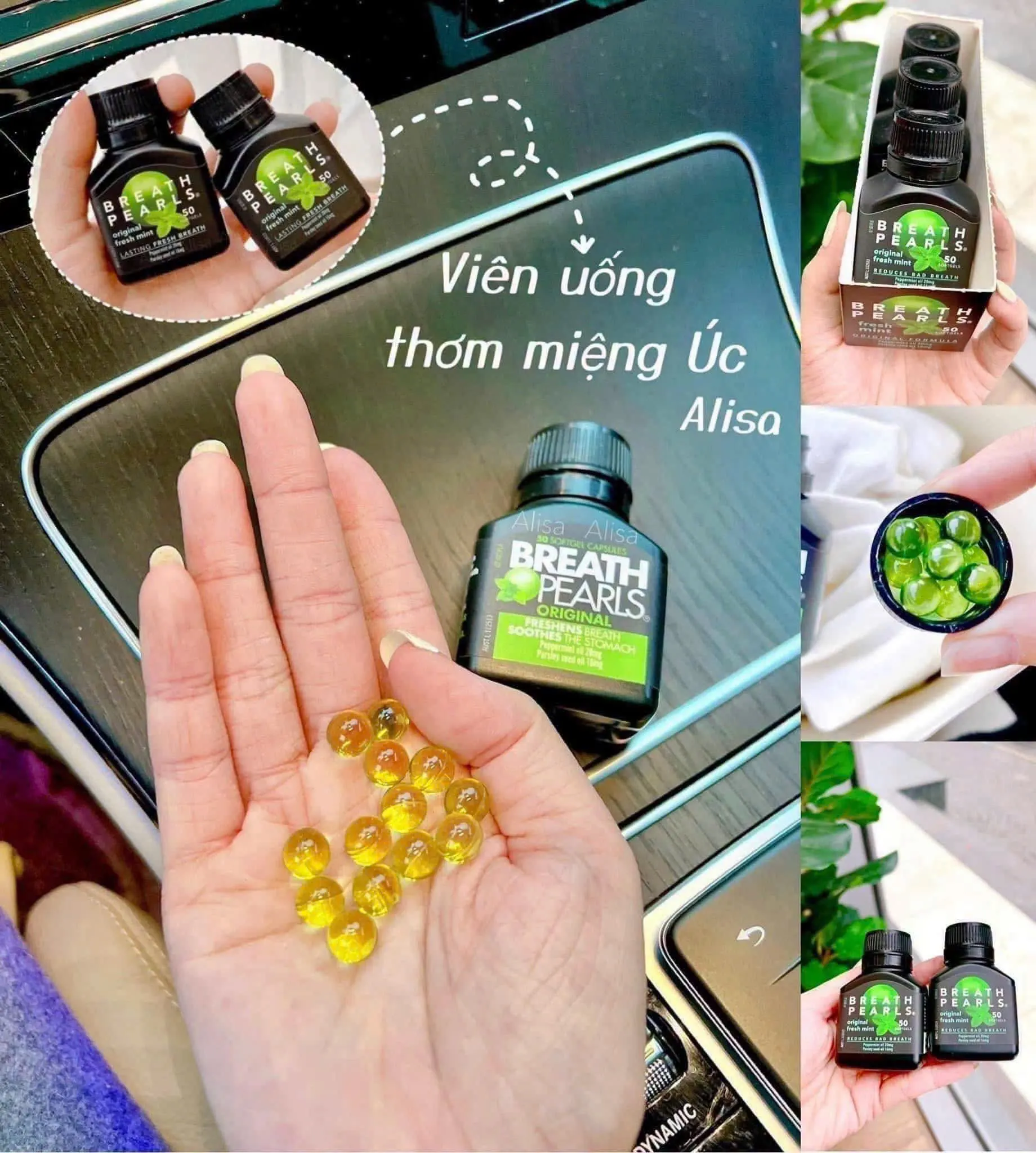 Viên uống thơm miệng Breath Pearls 50 viên chính hãng của Úc