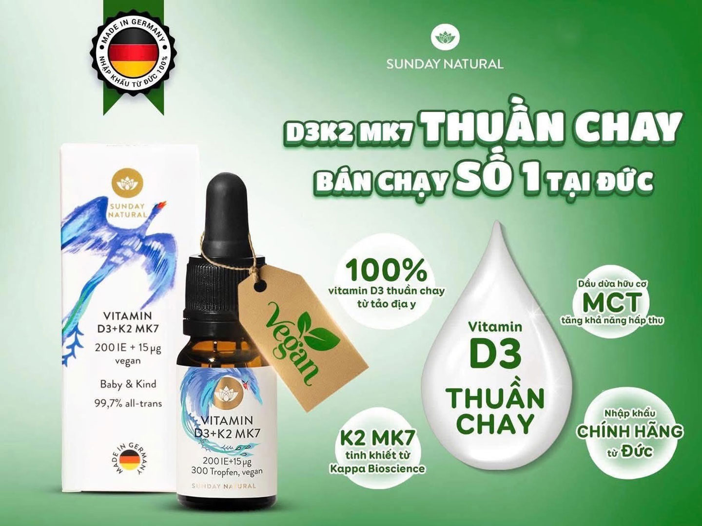 Công dụng vượt trội của Vitamin D3 K2 MK7 Sunday Natural