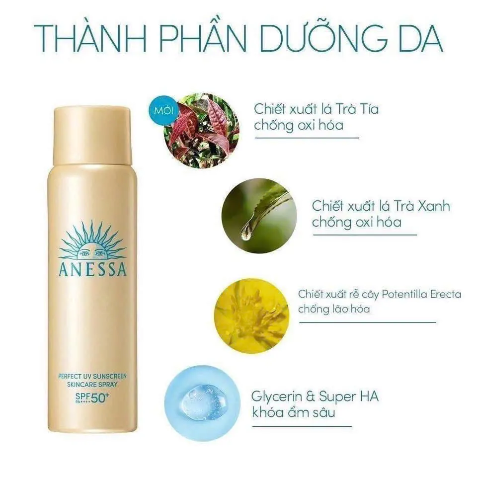 Thành phần Xịt Chống Nắng Anessa Perfect UV SPF50+PA++++ 60g (Mẫu mới)