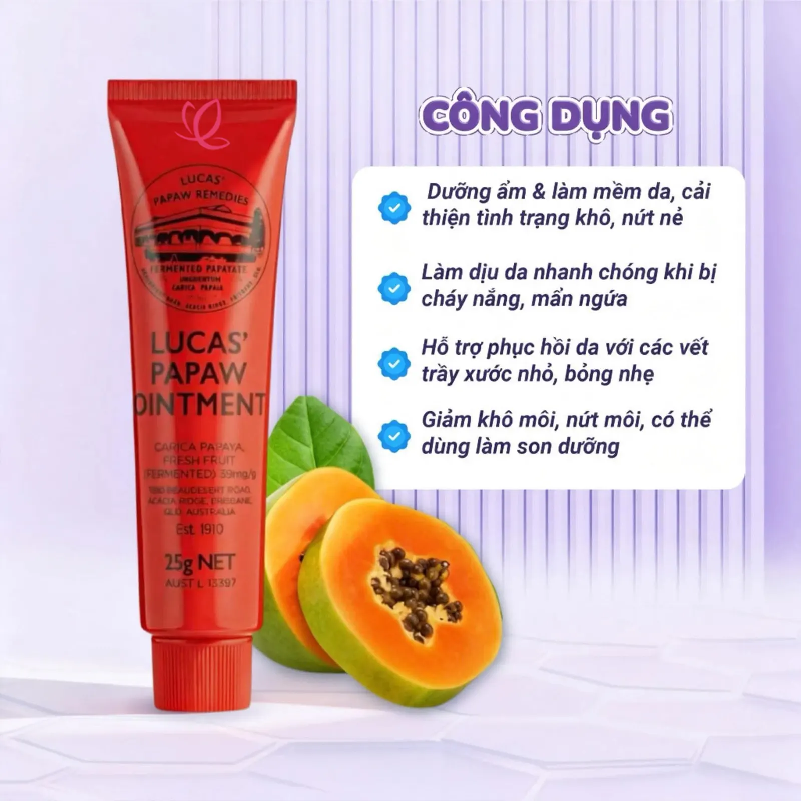 Công dụng Kem đa năng Lucas Papaw Ointment Úc