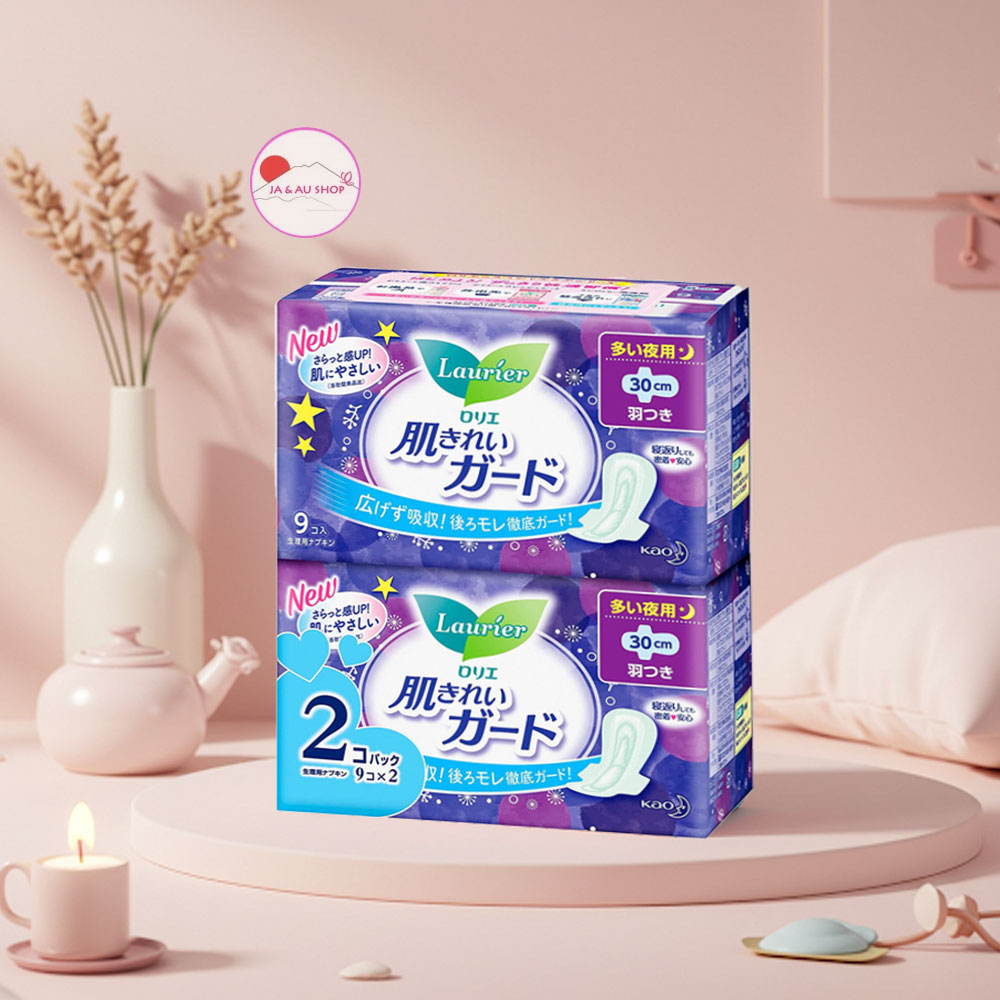 Băng Vệ Sinh Laurier Ban Đêm Có Cánh 30cm Nhật Bản - Bịch 2 Gói 5
