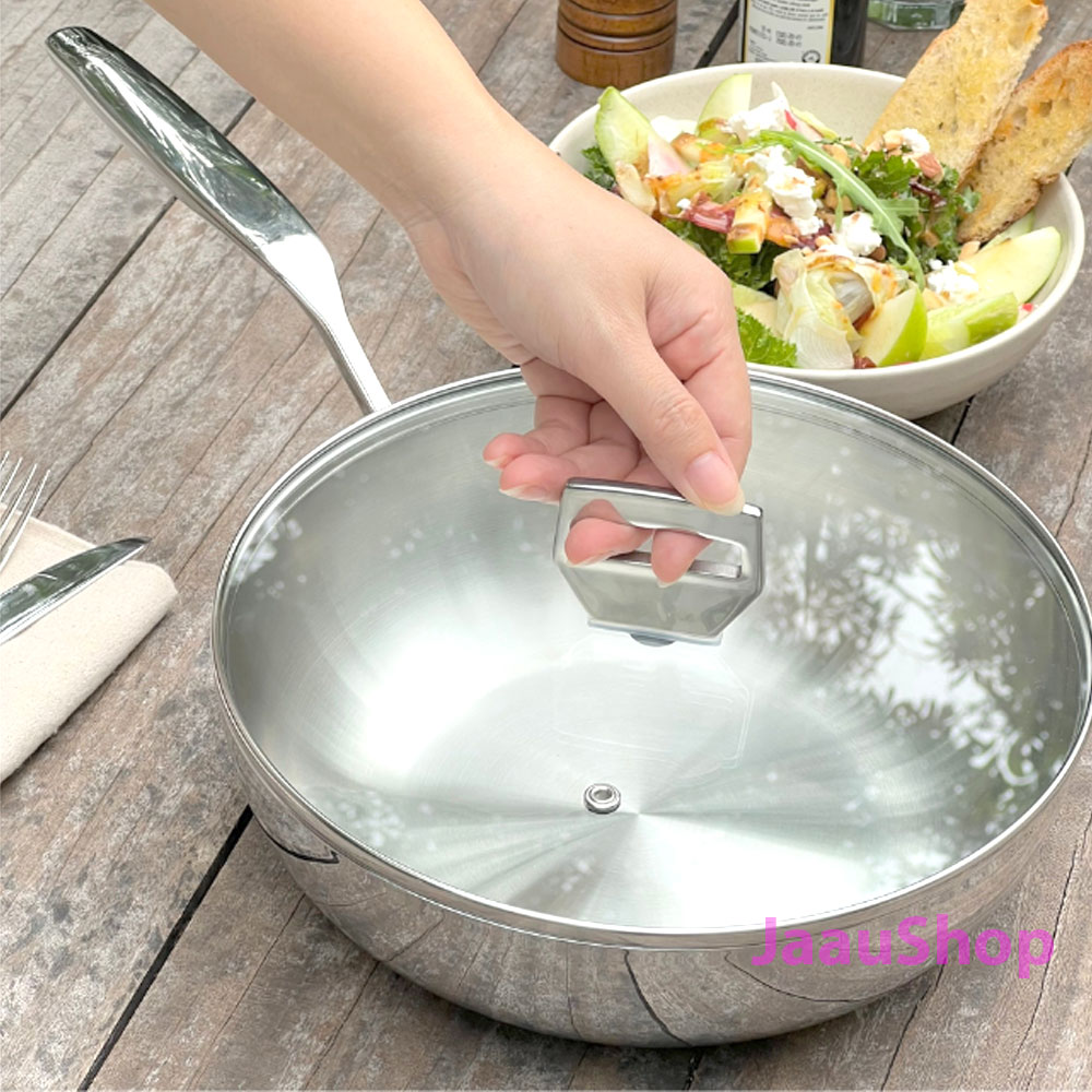 Chảo Inox 316 Liền Khối 5-Ply Premium Kaiyo - Sâu Lòng Có Vung Kính 26cm (Mã KIW-3826) 7