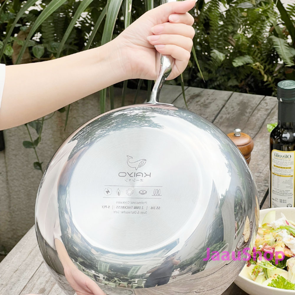 Chảo Inox 316 Liền Khối 5-Ply Premium Kaiyo - Sâu Lòng Có Vung Kính 26cm (Mã KIW-3826) 8