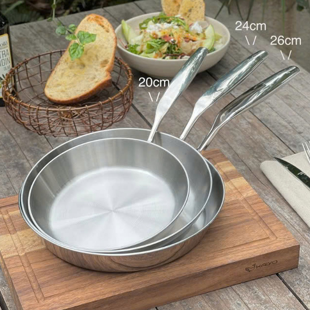 Chảo inox 316 liền khối 5-Ply Premium Kaiyo - 20cm, 24cm, 26cm