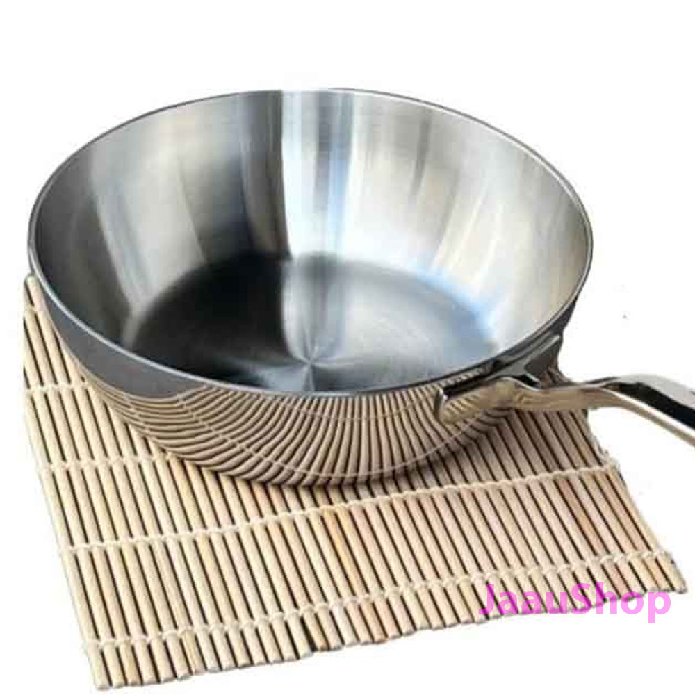 Chảo inox sâu lòng chống dính hoa văn nổi Tri-Ply Kaiyo, size 20cm