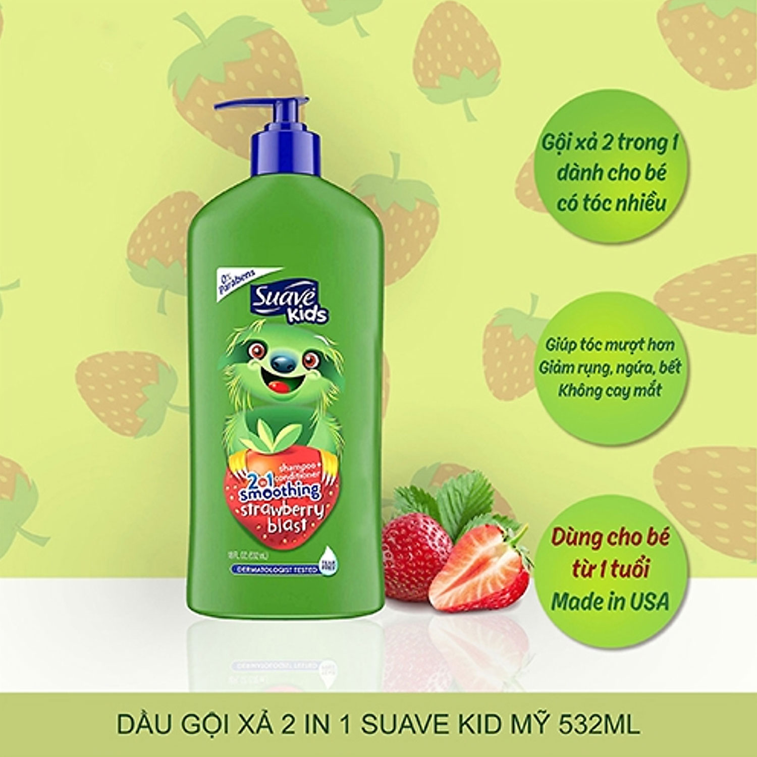 Dầu gội xả Suave Kids cho bé hương Dâu 532ml 5
