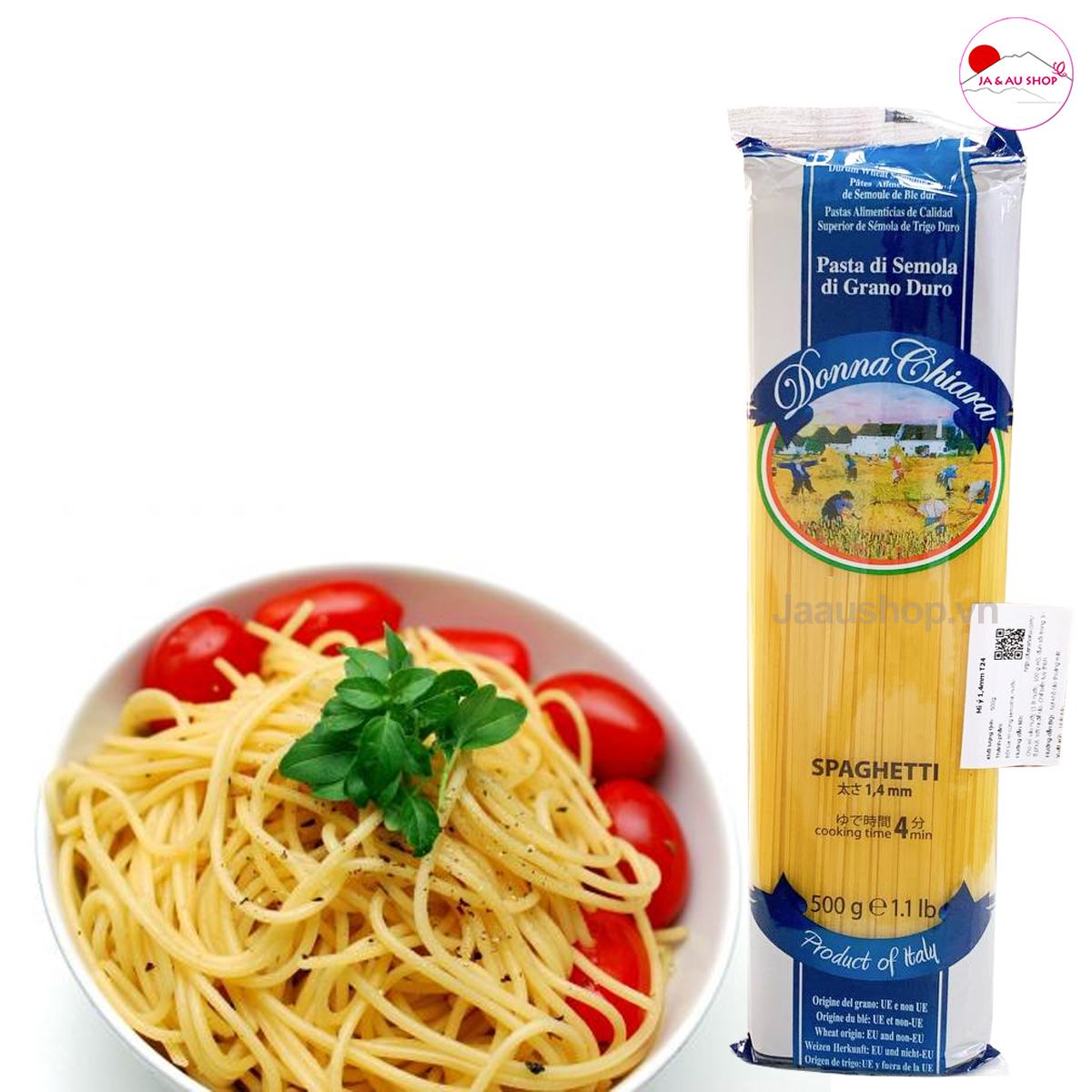 Mì Ý Spaghetti Donna Chiara 1.4mm Hàng nội địa Nhật - Túi 500g 6