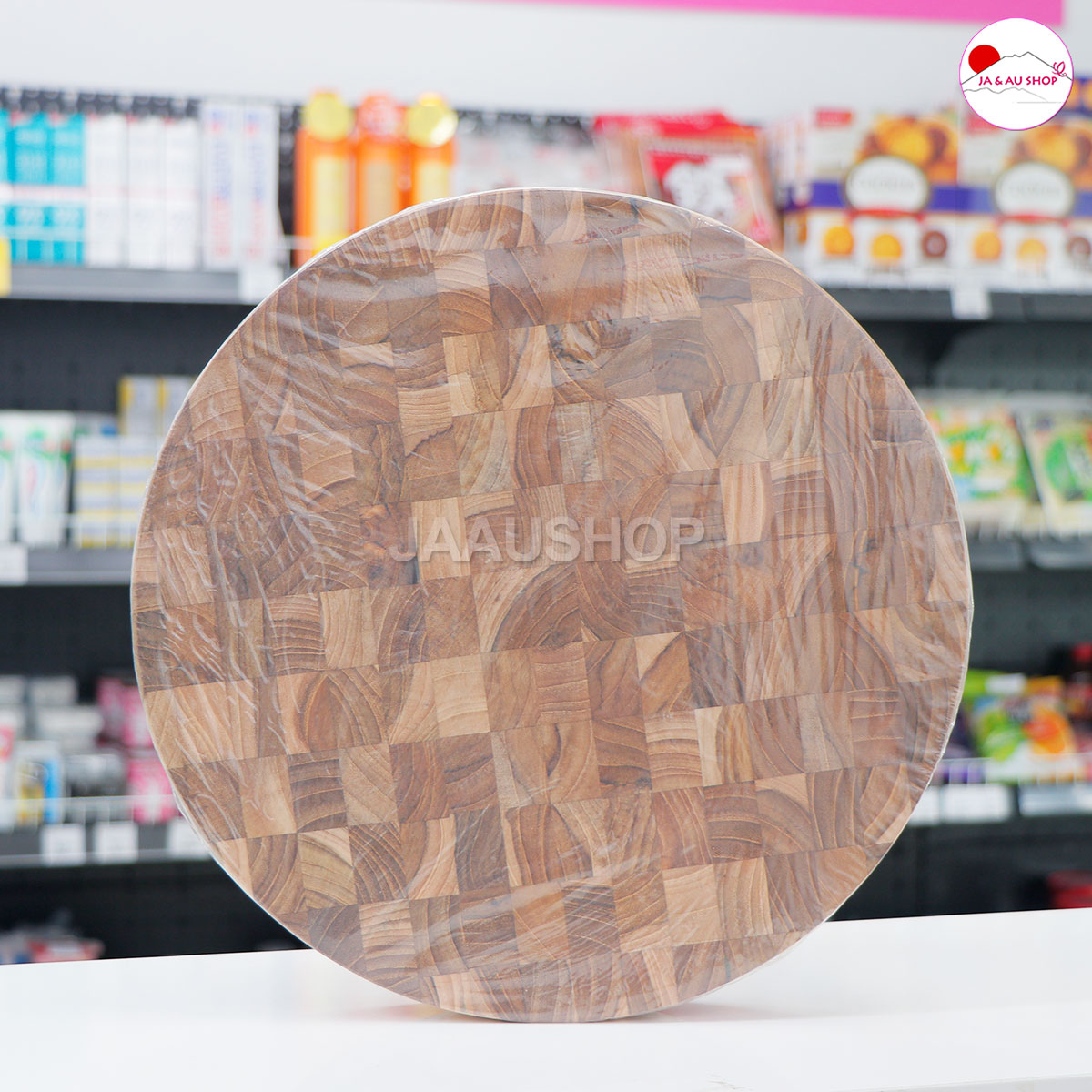 Thớt gỗ Teak hình tròn Kaiyo dùng để chặt, băm xương, thịt, có kích thước 30x3.8cm
