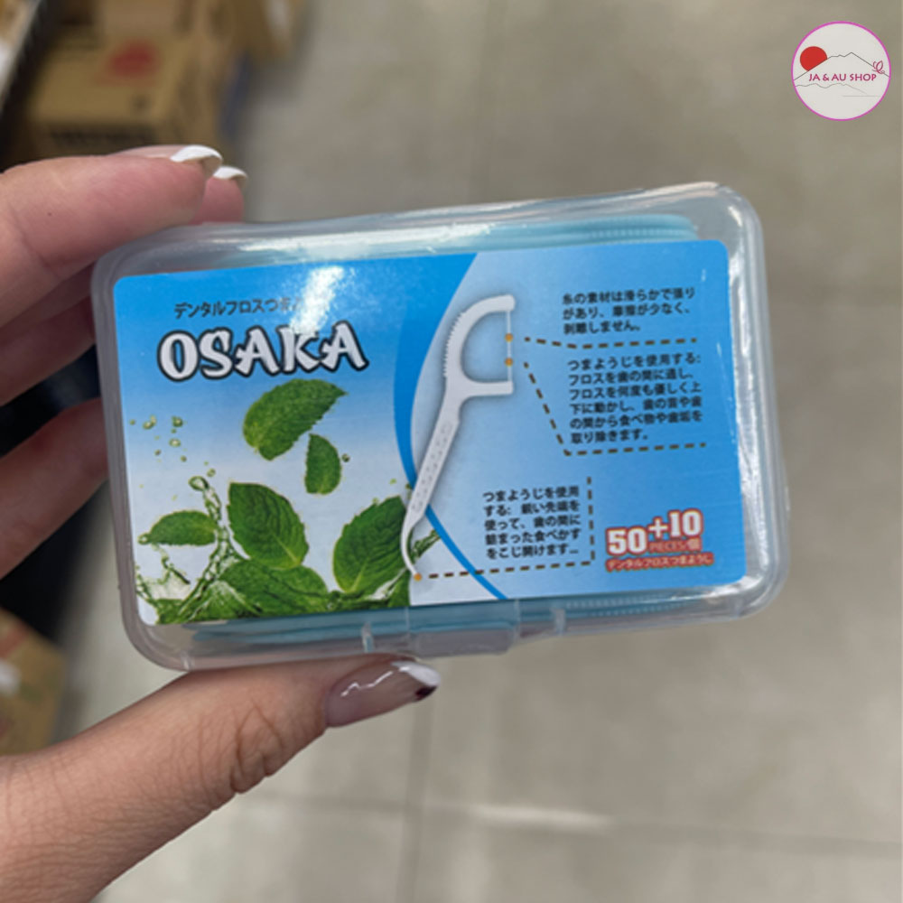 Tăm chỉ nha khoa Osaka: Hộp màu xanh da trời - Hương bạc hà