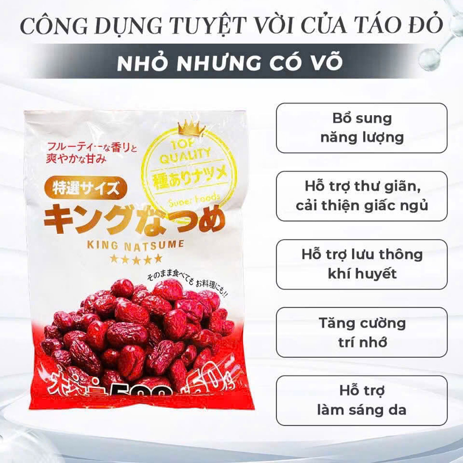 Các công dụng chính của Táo đỏ sấy khô King Natsume trong y học cổ truyền và đời sống
