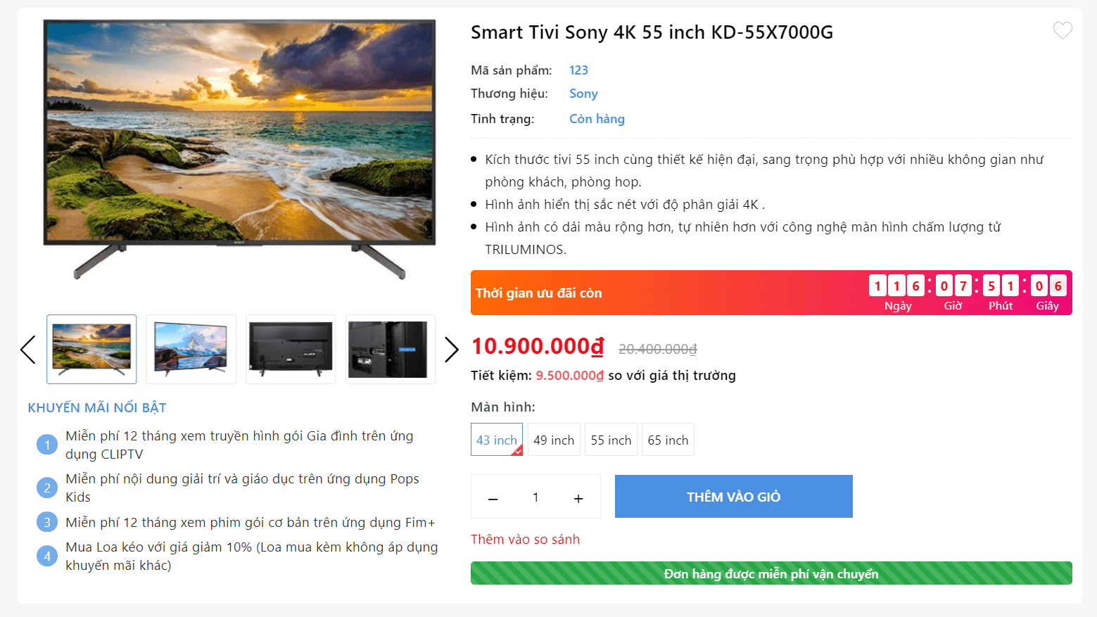 Evo Điện máy, đếm ngược sản phẩm