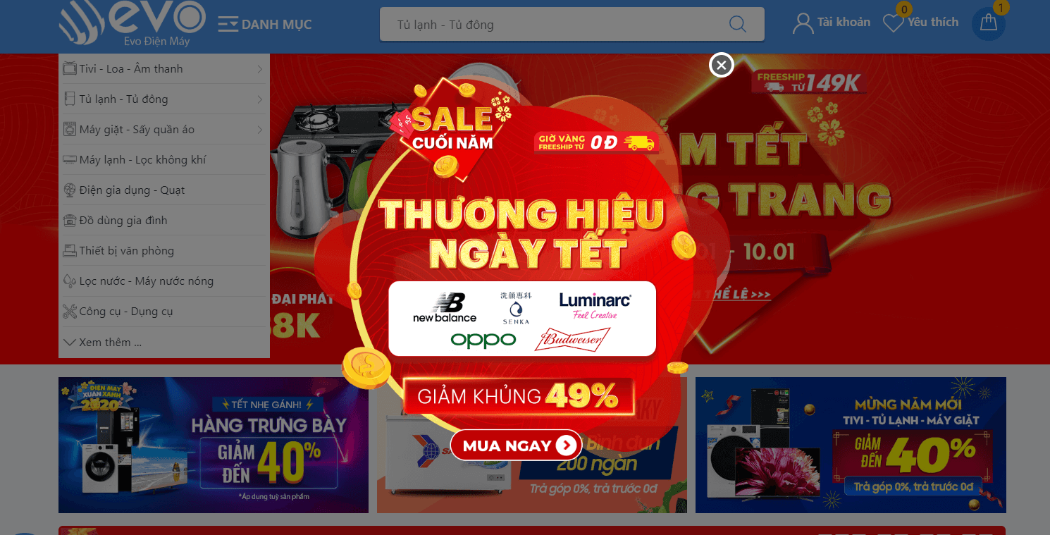 Evo Điện Máy Popup