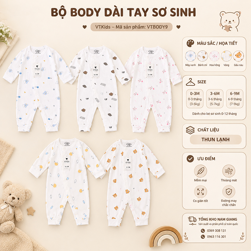 Body dài tay thun lạnh VTKids VTBODY9
