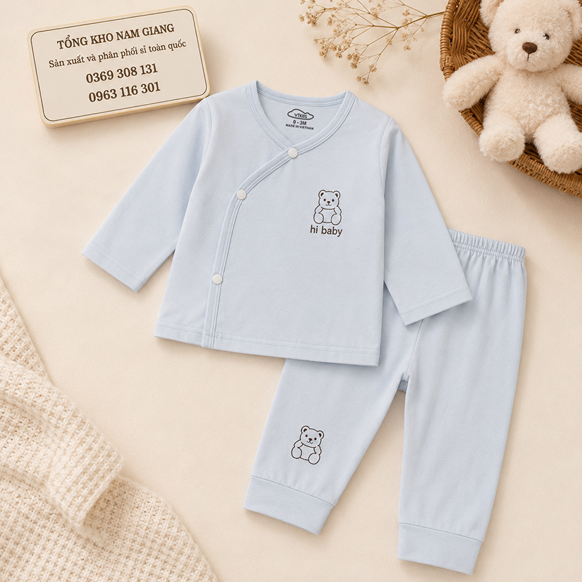 Bộ dài sơ sinh petit VTKids cài lệch VTBD2