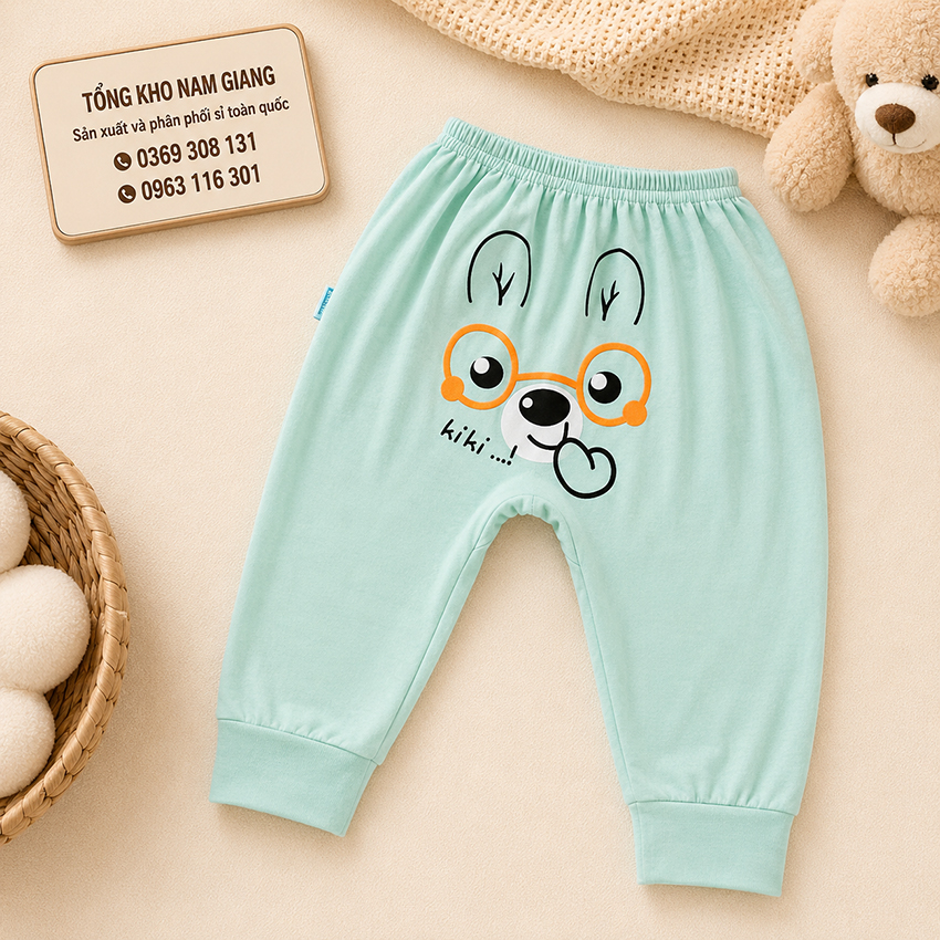 Quần dài sơ sinh thun lạnh VTKids mông thú VTQD8