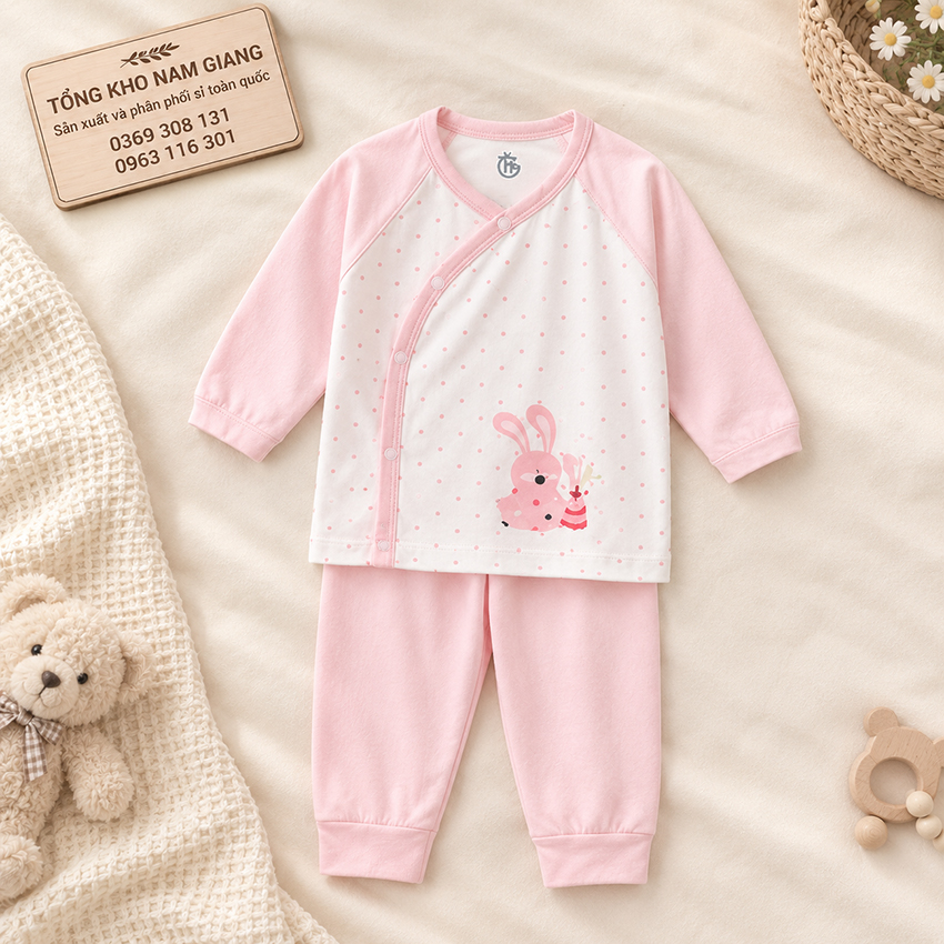 Bộ dài sơ sinh thun lạnh HG cài lệch HGBD5