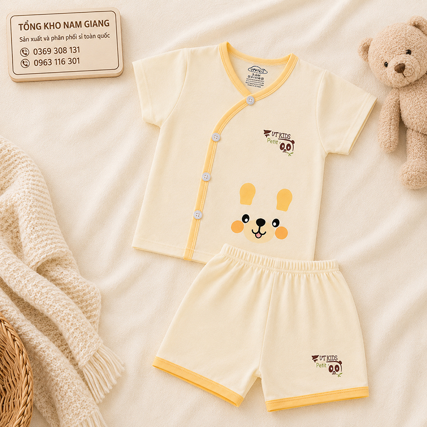 Bộ cộc sơ sinh Petit VTKids cài lệch VTBC21