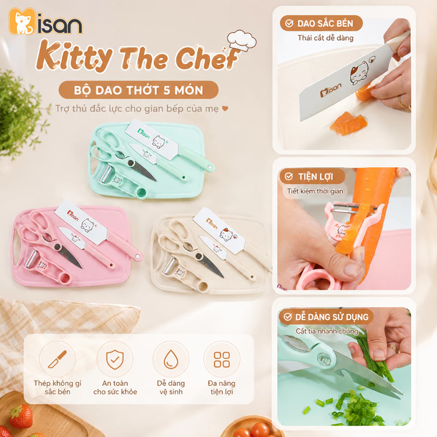 Bộ dao thớt chế biến Misan 5in1