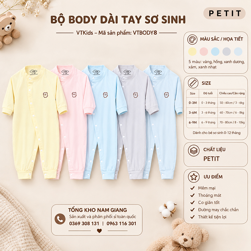 Body dài tay petit VTKids VTBODY8